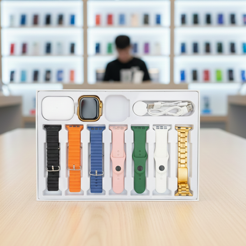 I20 Ultra Max Suit 10-in-1 Smart Watch With AirPods  🖤: