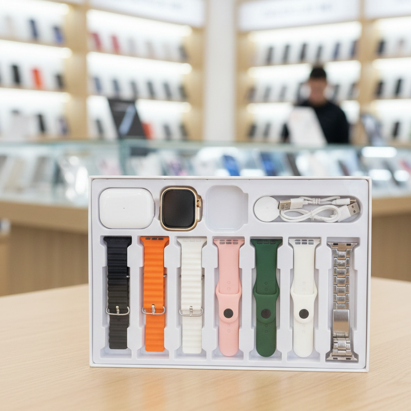 I20 Ultra Max Suit 10-in-1 Smart Watch With AirPods  🖤: