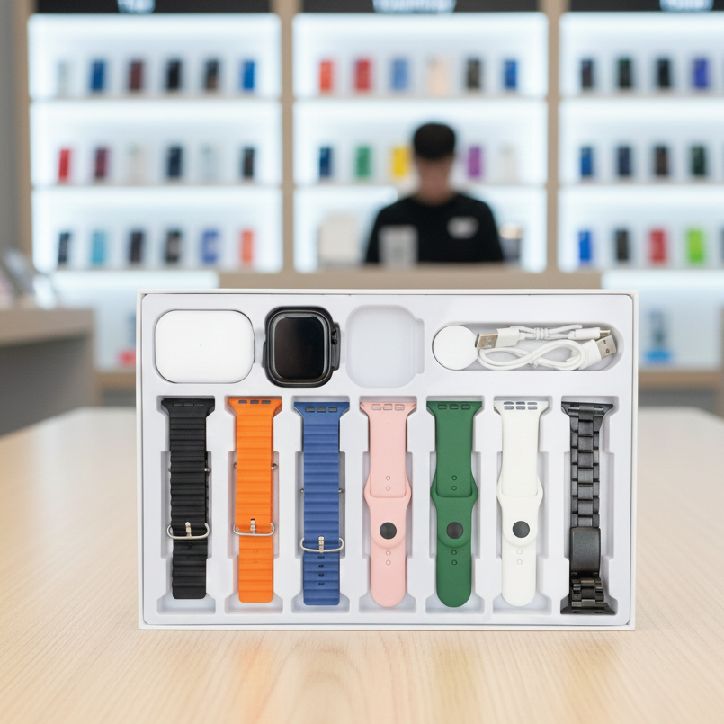 I20 Ultra Max Suit 10-in-1 Smart Watch With AirPods  🖤: